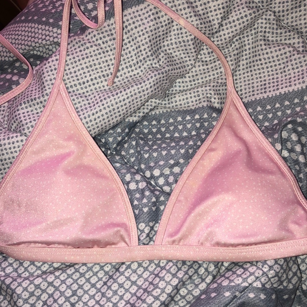 LA hearts pink polka dot bikini